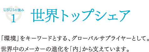 USUIの強み1 世界トップシェア