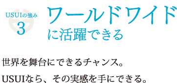 USUIの強み3 ワールドワイドに活躍できる